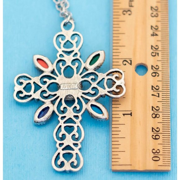 Vintage Gothic Multi-Stone Necklace by Avon 24 Inches - N24 - Picture 3 of 3